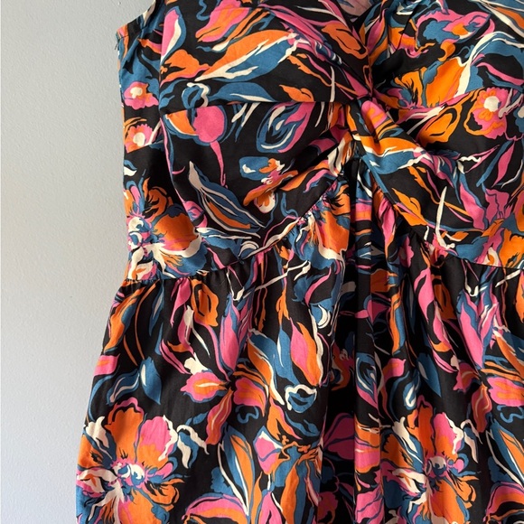 French Connection Black and Pink Floral Midi Dress - Size S - Picture 3 of 7